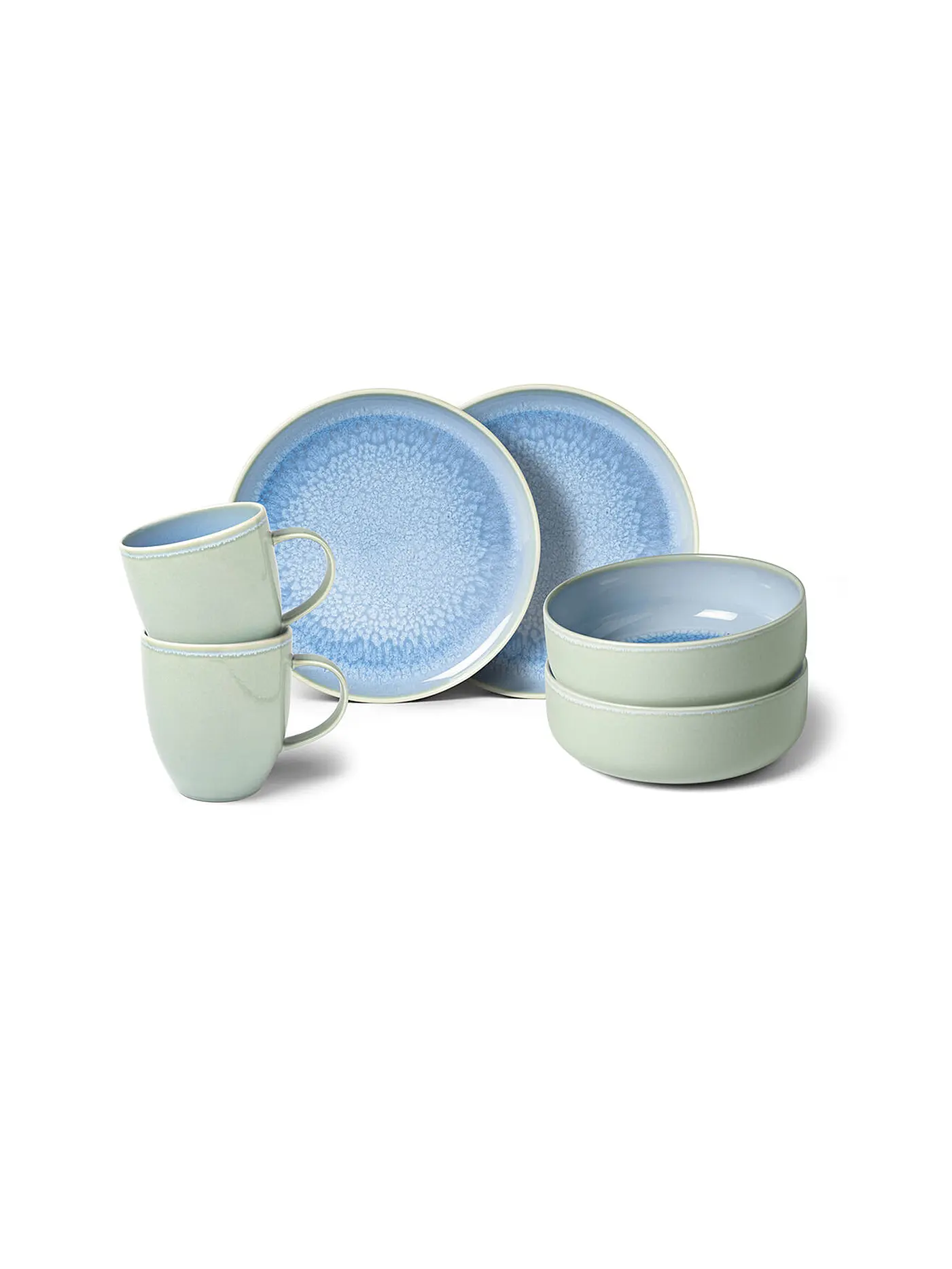 LIKE BY VILLEROY & BOCH | Frühstücks-Set Crafted Denim 6-teilig Graublau | hellblau